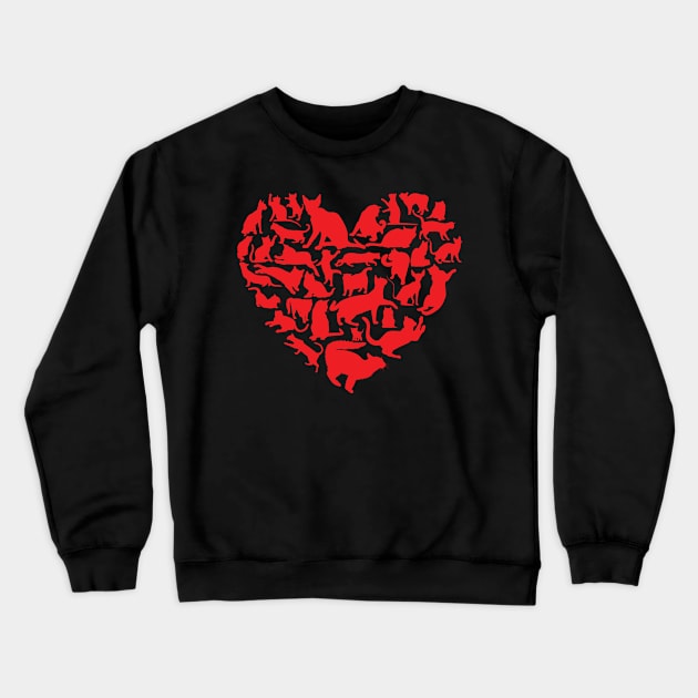 Cat Heart Valentines Day Crewneck Sweatshirt by Pennelli Studio